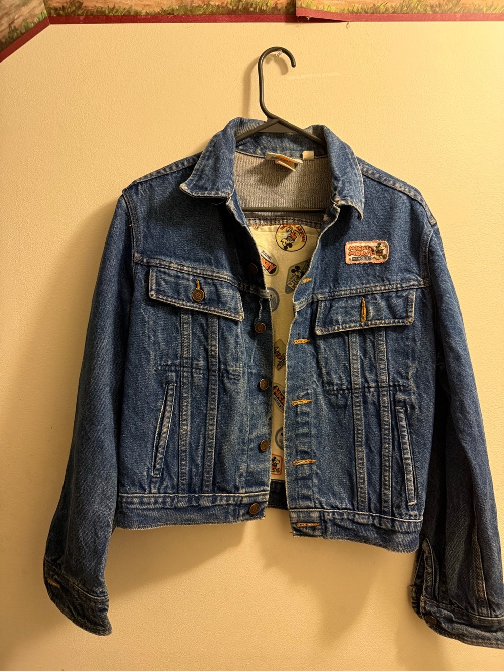 Women’s Blue Denim Jacket with Patch Detail Mickie Mouse